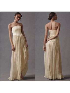 Anthropologie Delfi Lourdes Corset Dress Bridal Buttercream